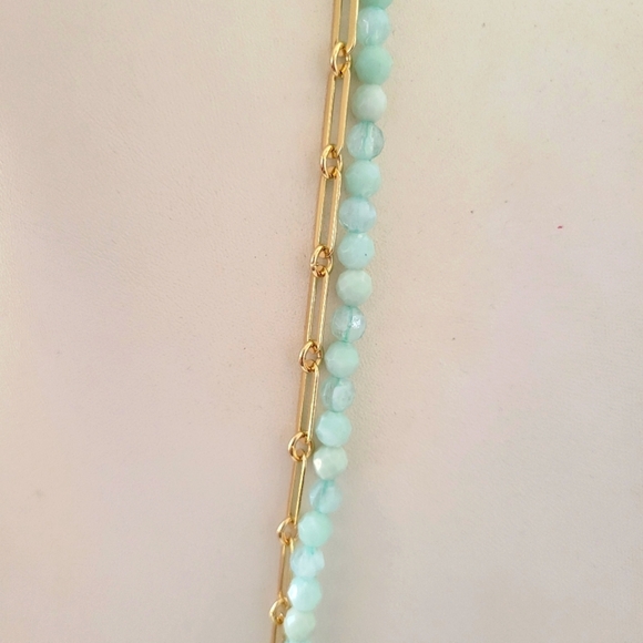 Anne Klein Layered Lariat Gold-Tone Beaded Necklace / Mint - Picture 6 of 9